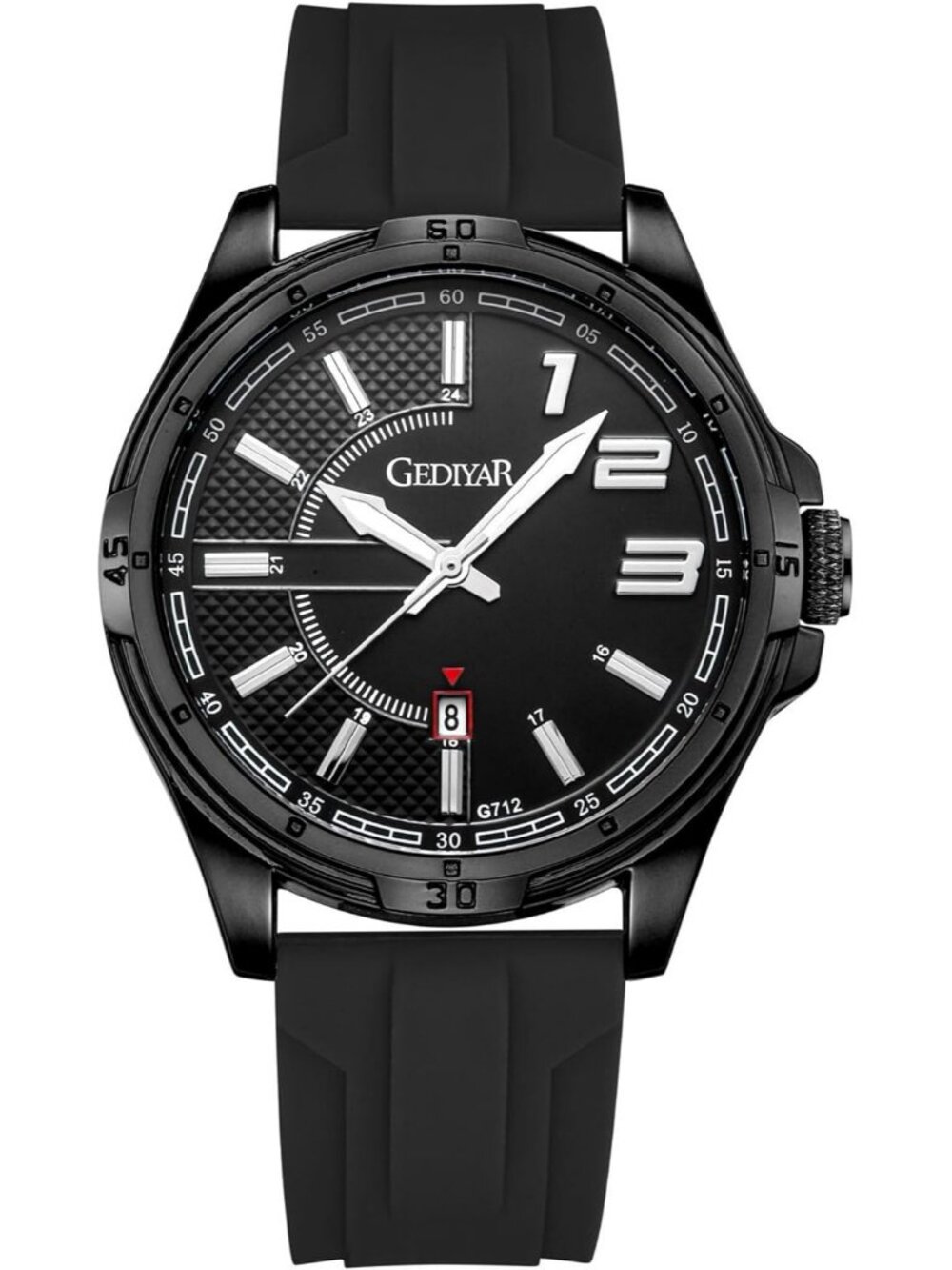 Men's Black Analog Quartz Sports Silicone Strap Waterproof Classic Wrist Watch